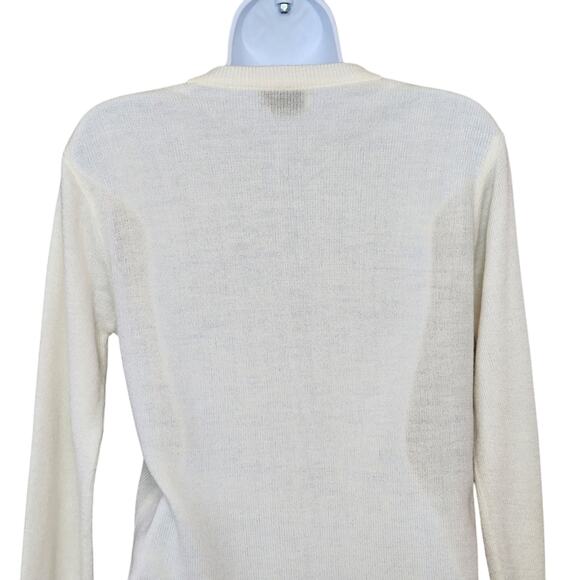 Cyn Les Womens Pullover Sweater Size S-M Ivory Embroidered Butterflies V-Neck - Picture 7 of 9
